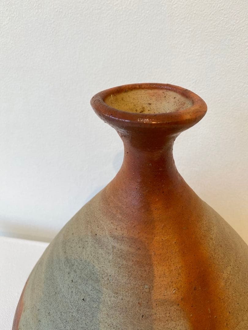 備芸会展 備前焼「火襷花入」小山一草 共箱 備前焼