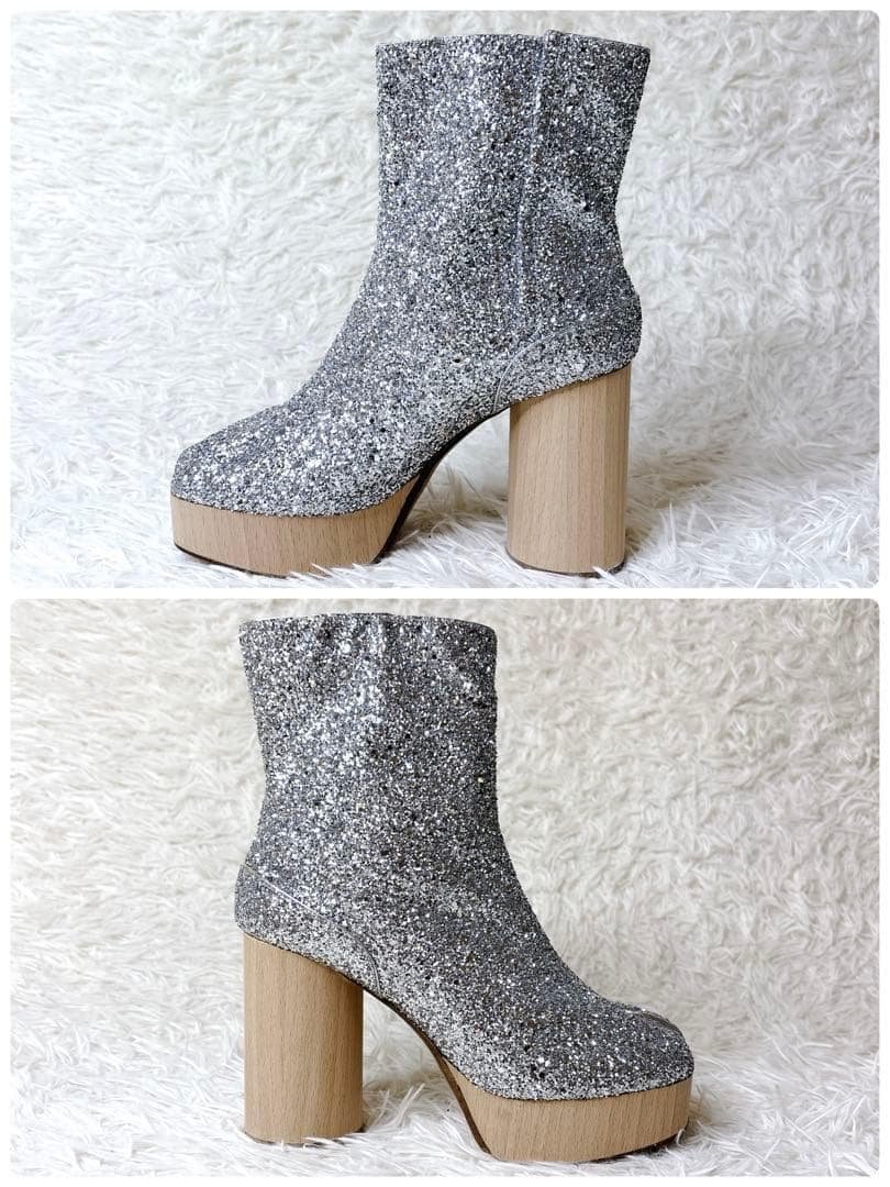 Maison Margiela 足袋ブーツ グリッター シルバー 38