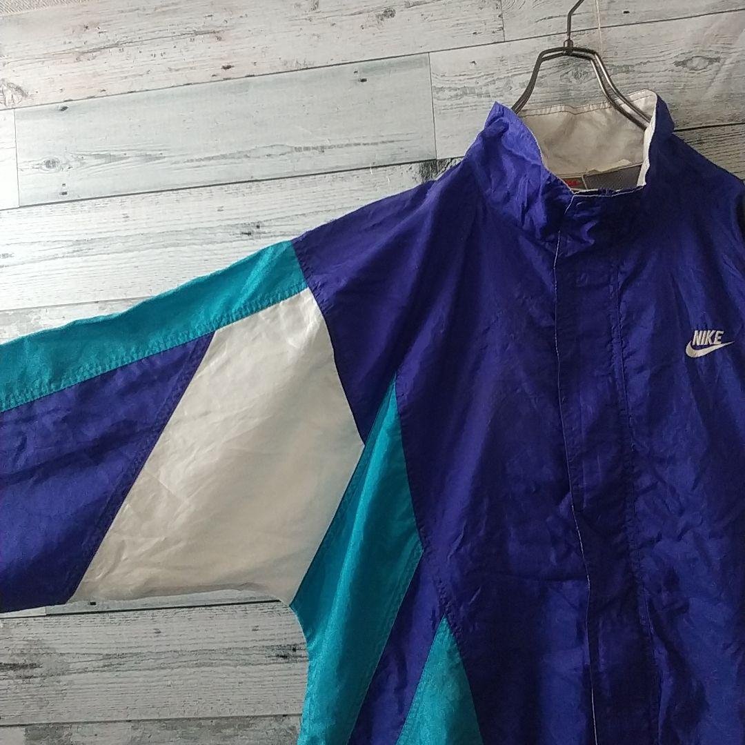 希少☆90s ナイキ 刺繍ロゴ ナイロンジャケット L～XL マルチカラー